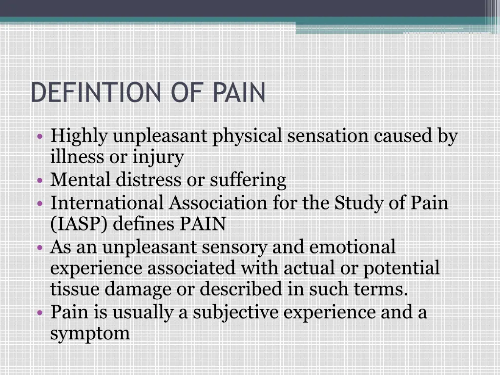 defintion of pain