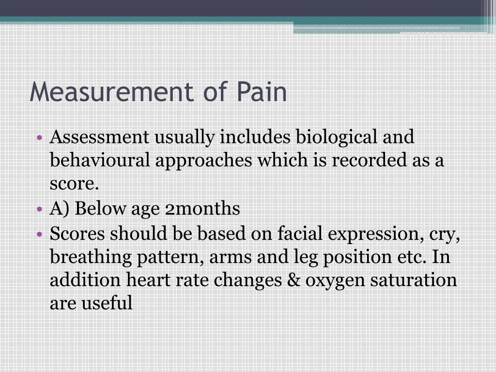 measurement of pain