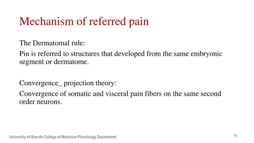 mechanism of referred pain
