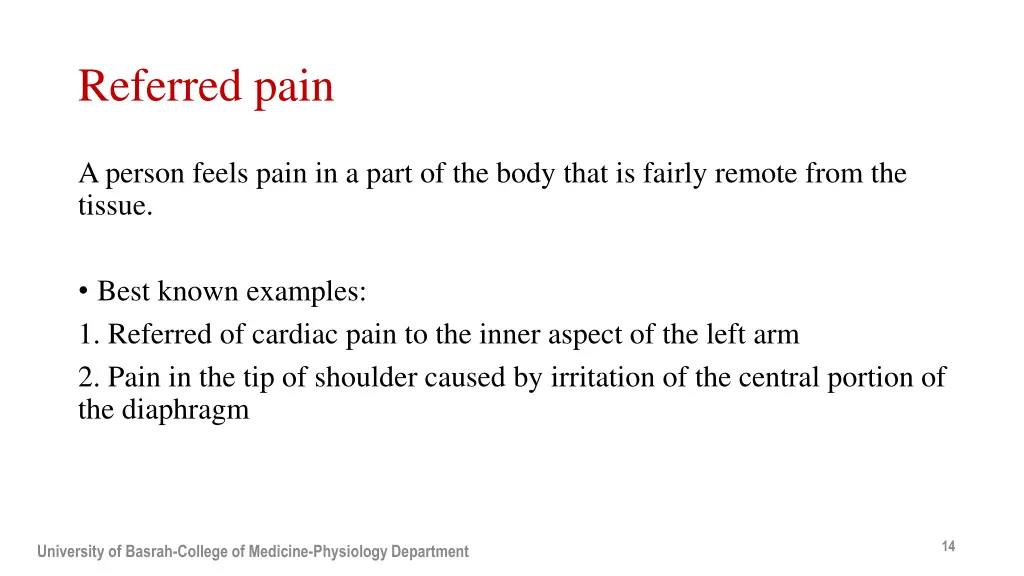 referred pain