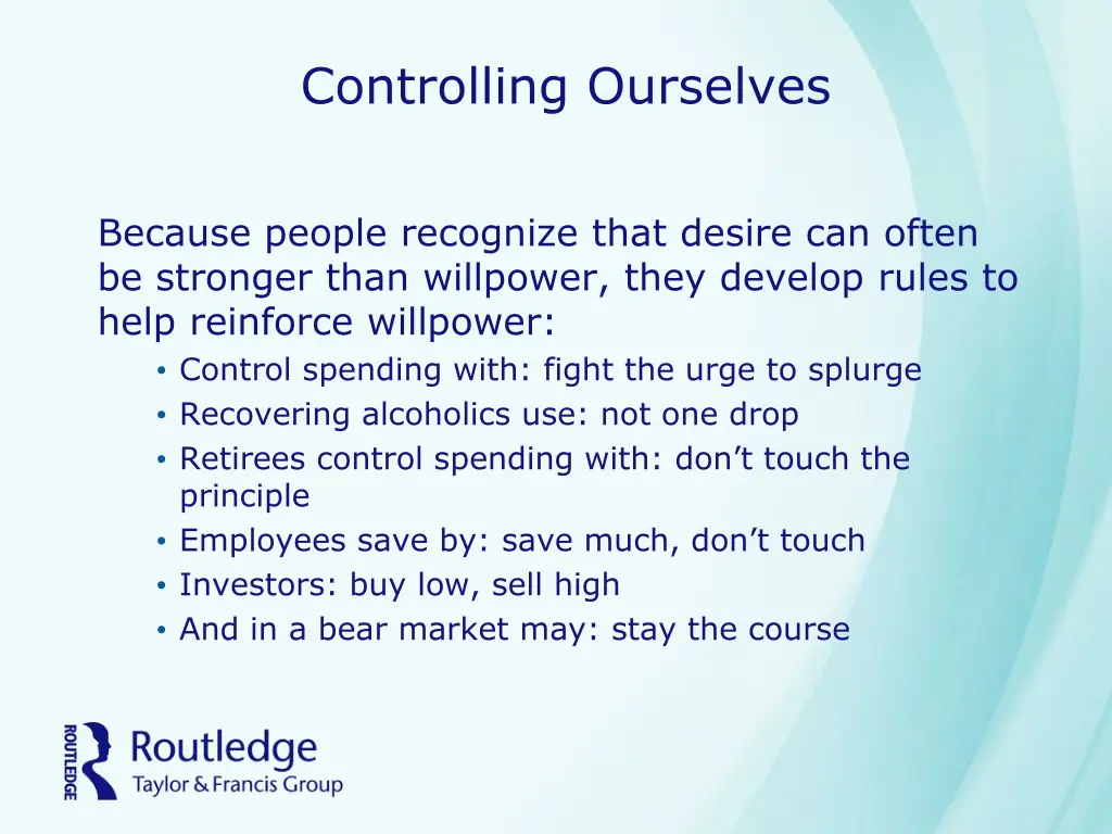 controlling ourselves