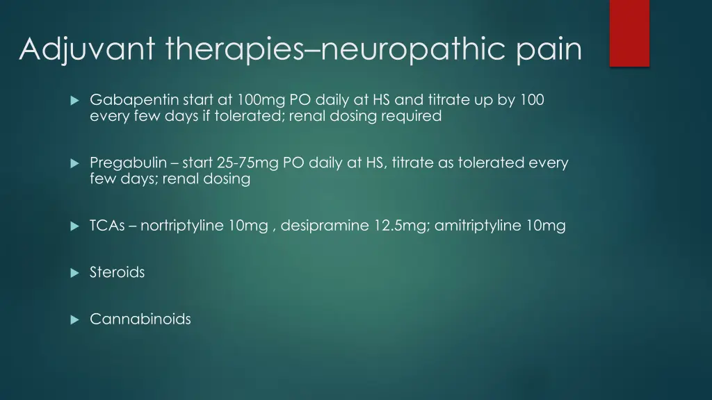 adjuvant therapies neuropathic pain