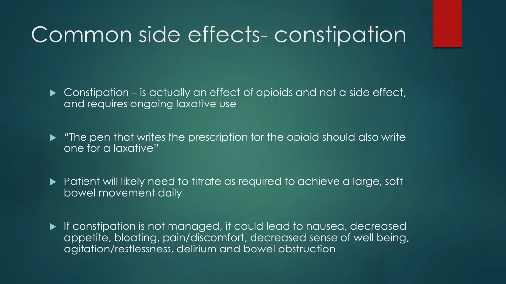 common side effects constipation
