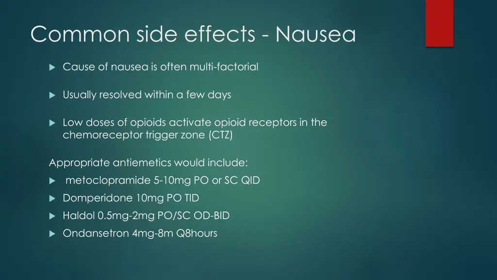 common side effects nausea
