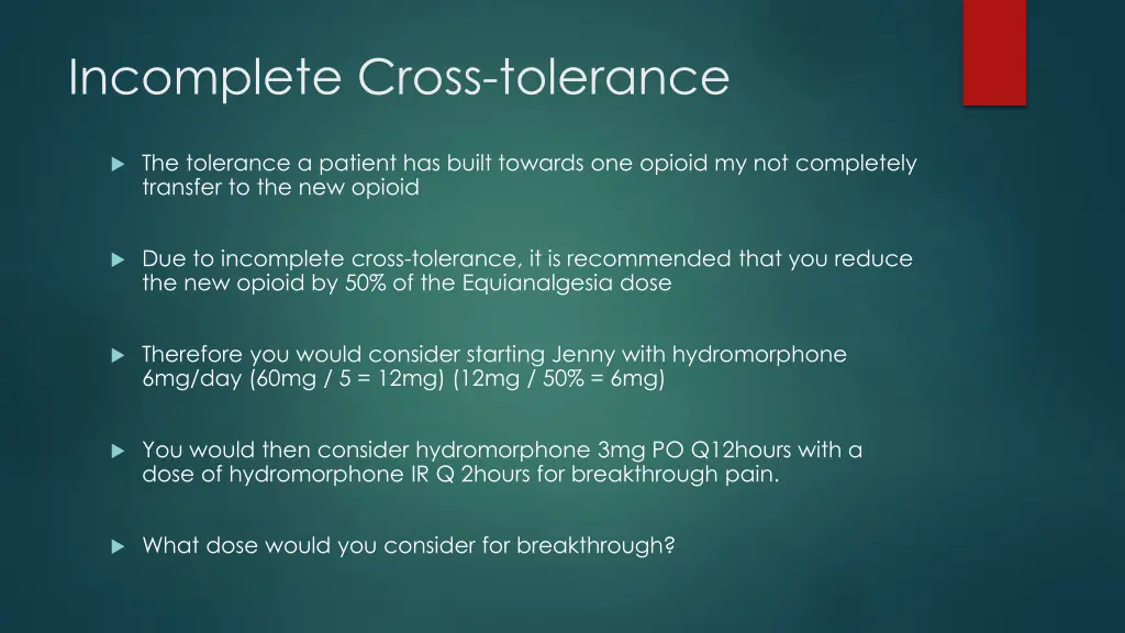 incomplete cross tolerance