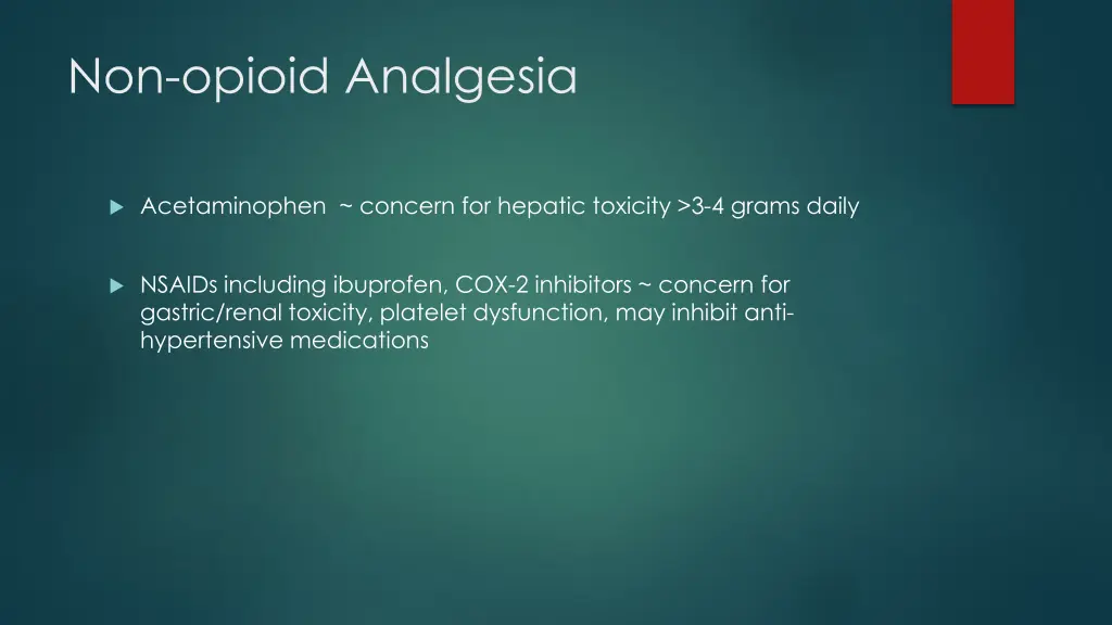 non opioid analgesia