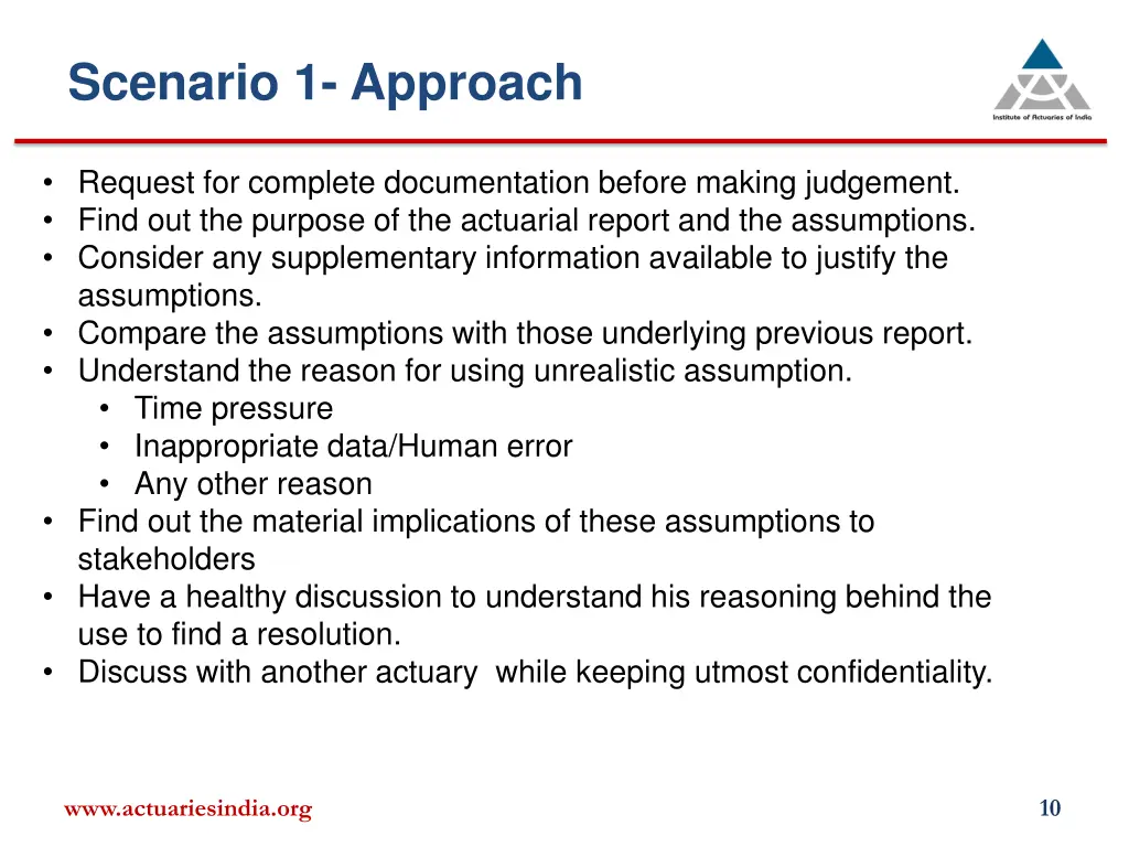 scenario 1 approach