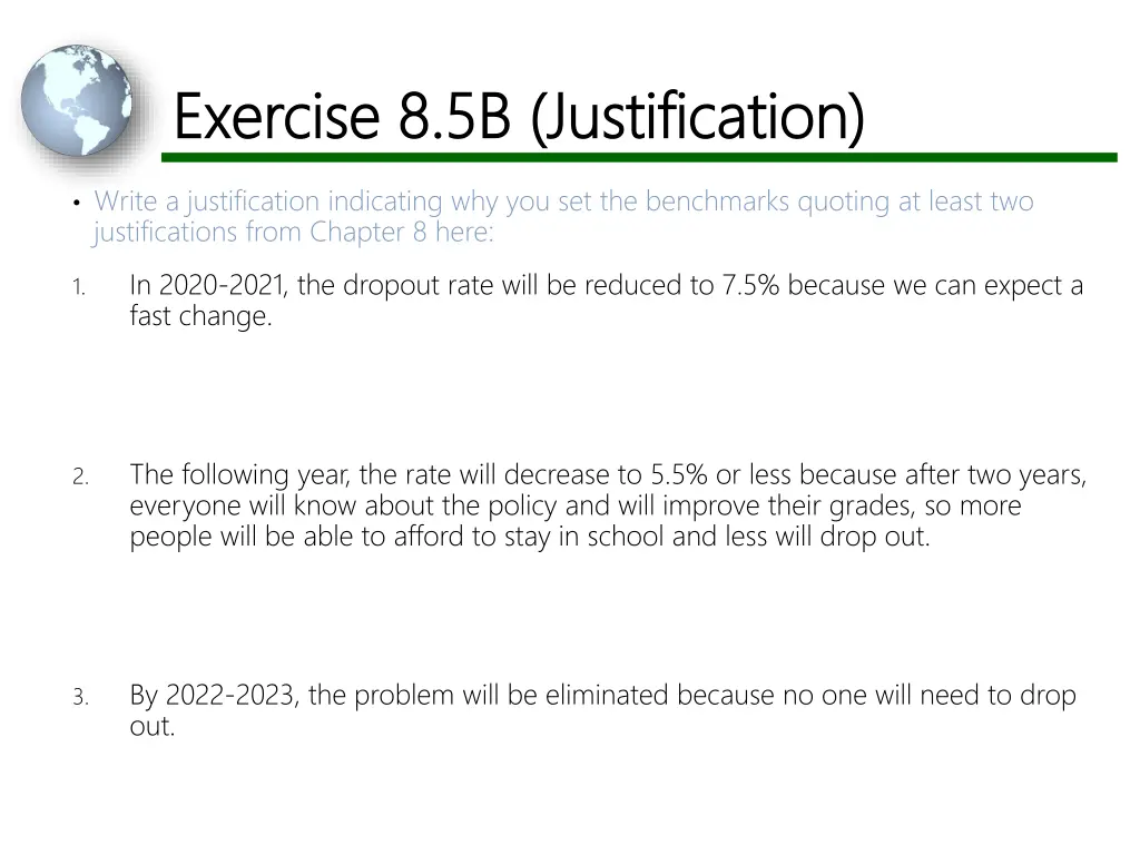 exercise 8 5b justification exercise