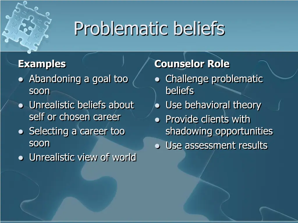 problematic beliefs