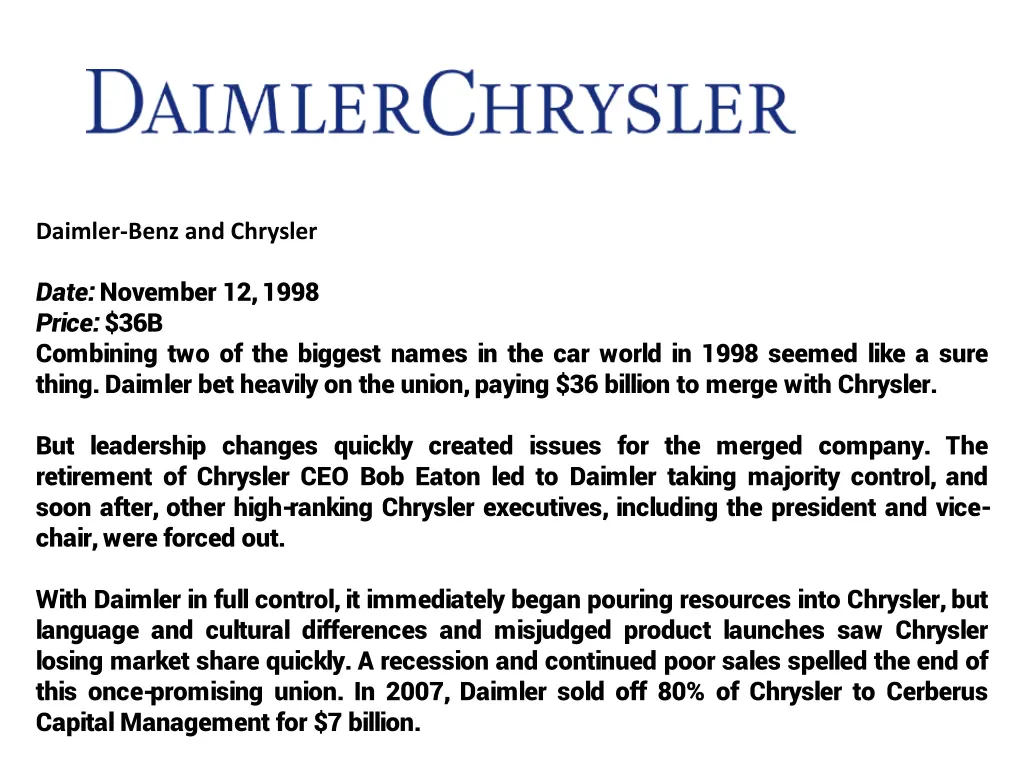 daimler benz and chrysler
