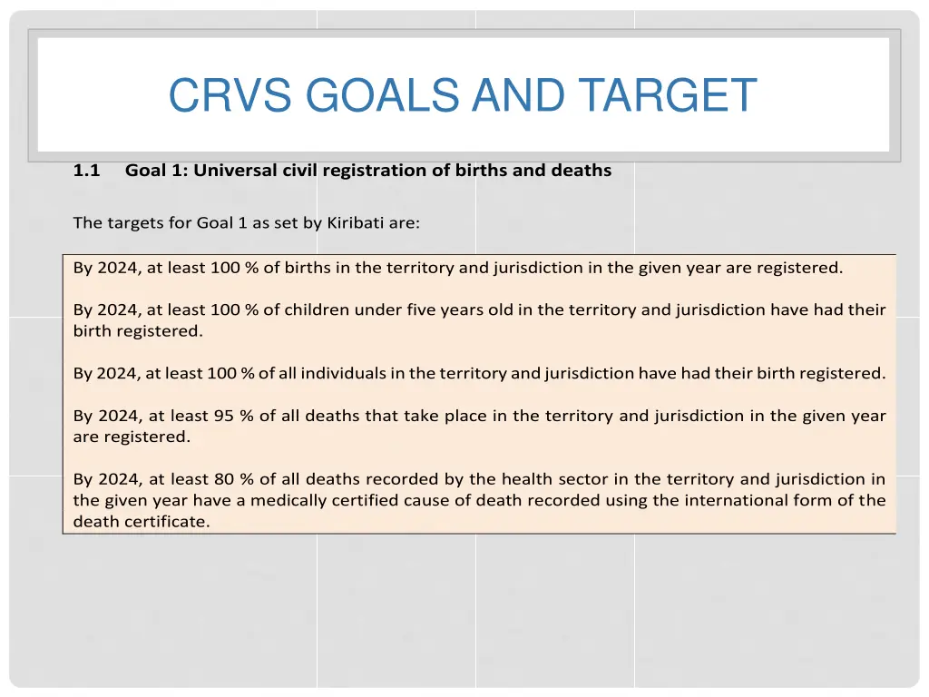 crvs goals and target