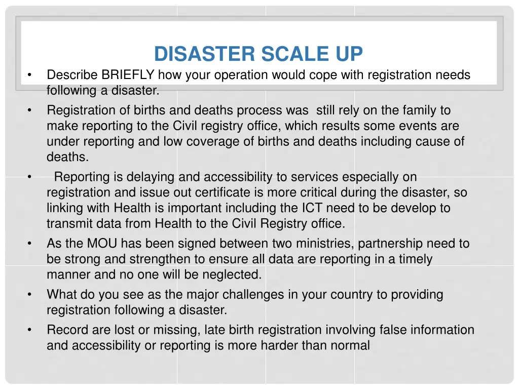 disaster scale up