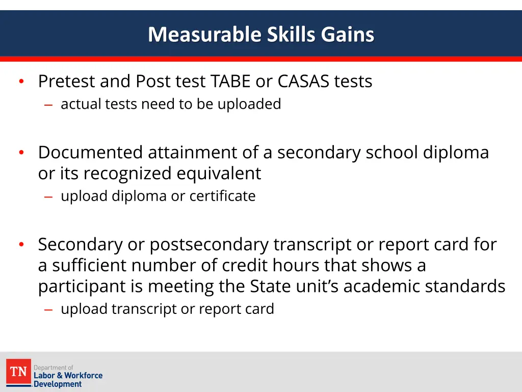 measurable skills gains