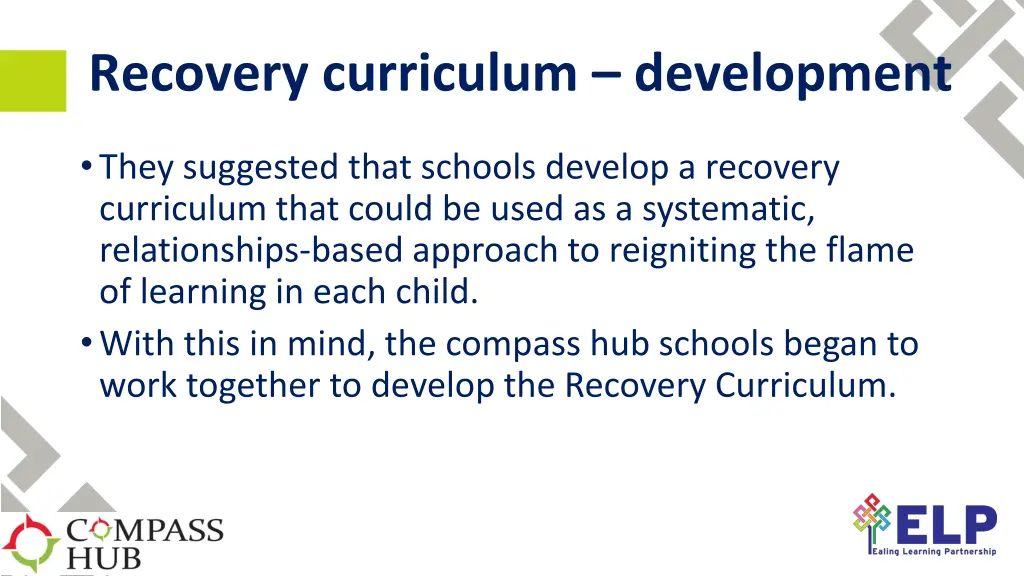 recovery curriculum development