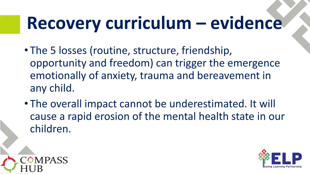 recovery curriculum evidence 1