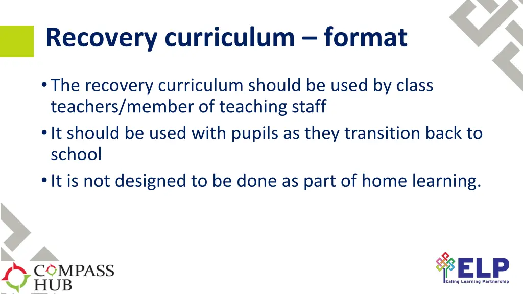 recovery curriculum format