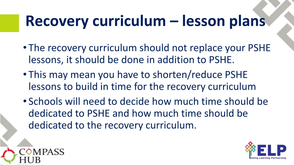 recovery curriculum lesson plans 1