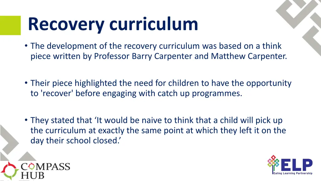 recovery curriculum