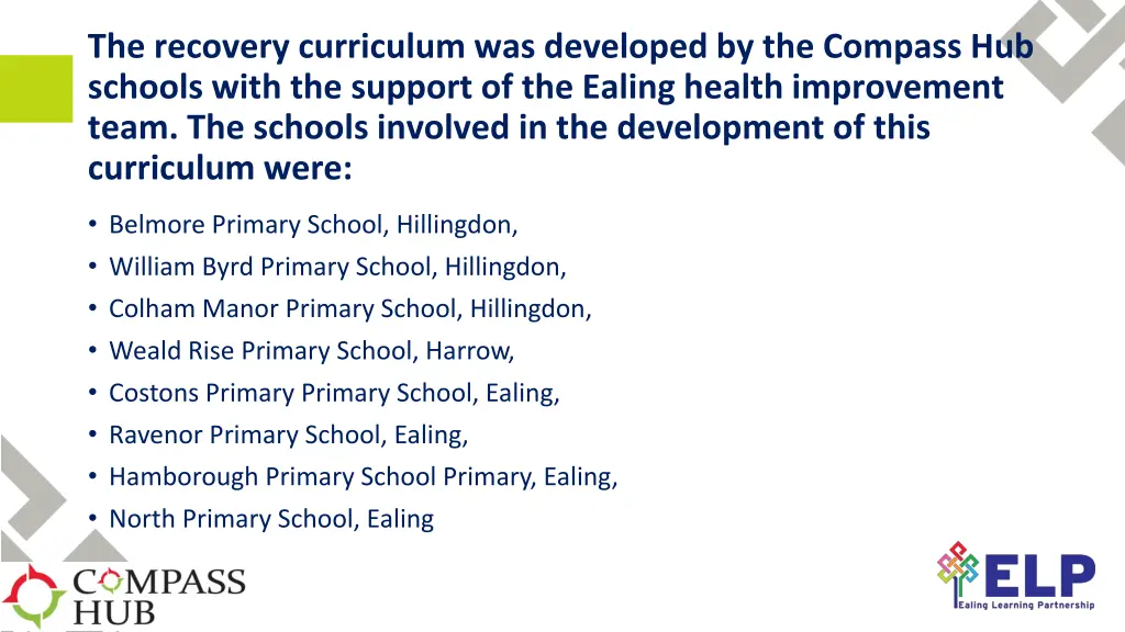 the recovery curriculum was developed