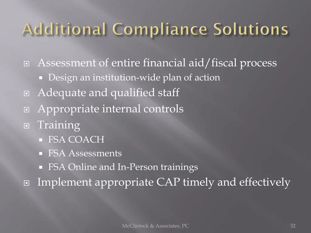 assessment of entire financial aid fiscal process