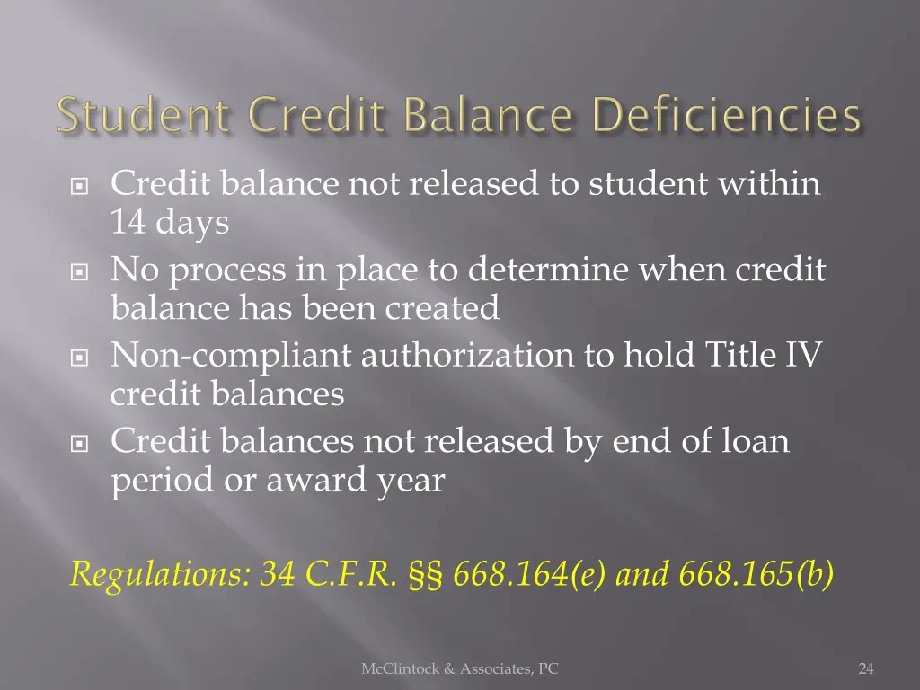 credit balance not released to student within