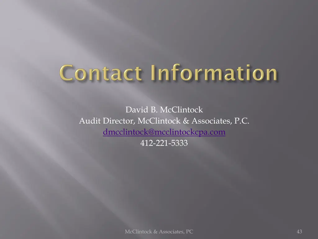 david b mcclintock
