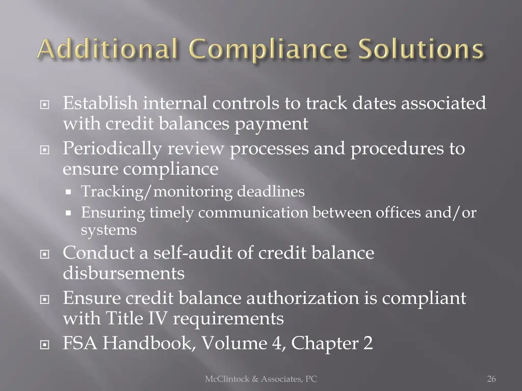 establish internal controls to track dates
