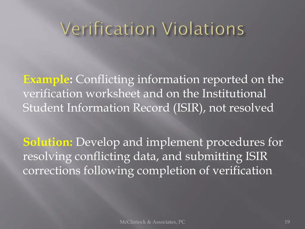 example conflicting information reported