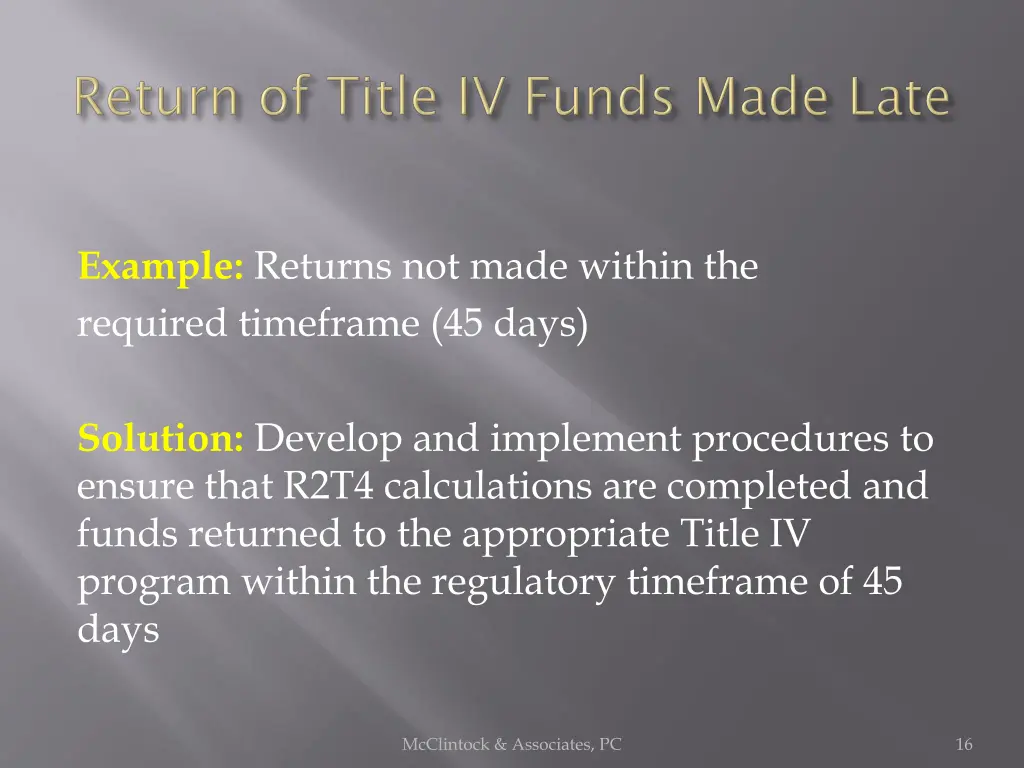 example returns not made within the required