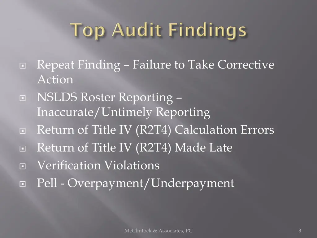 repeat finding failure to take corrective action