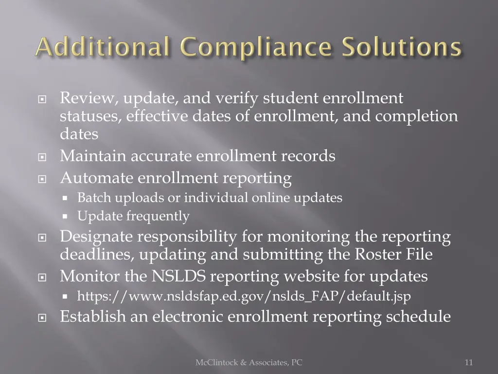 review update and verify student enrollment