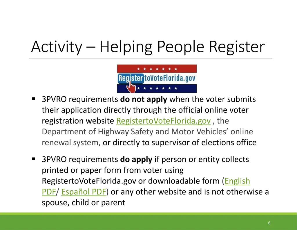 activity helping people register