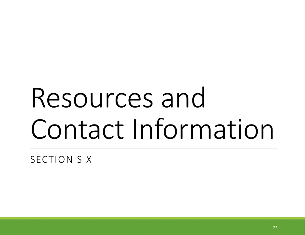 resources and contact information