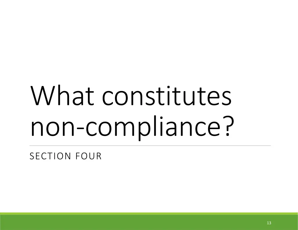 what constitutes non compliance