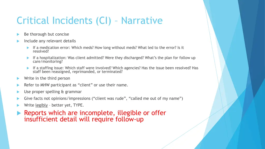 critical incidents ci narrative