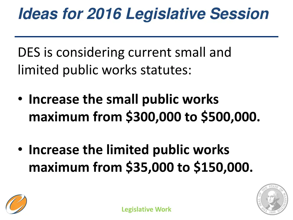 ideas for 2016 legislative session