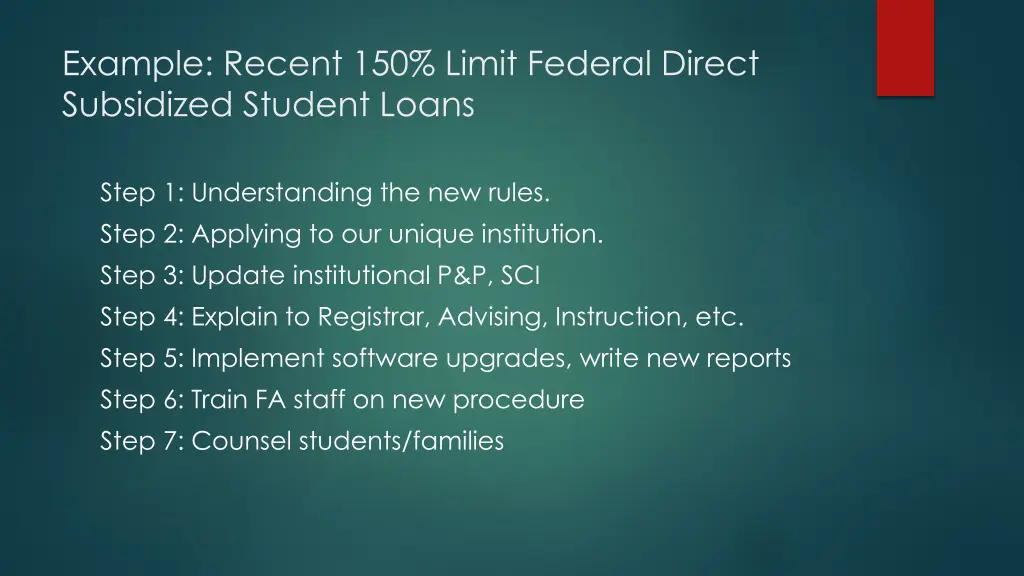 example recent 150 limit federal direct