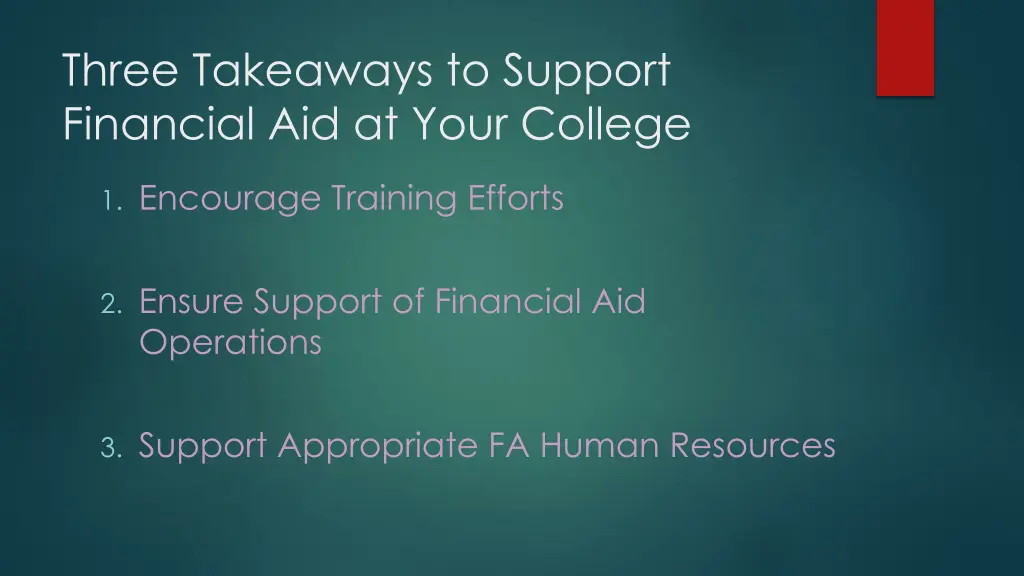 three takeaways to support financial aid at your
