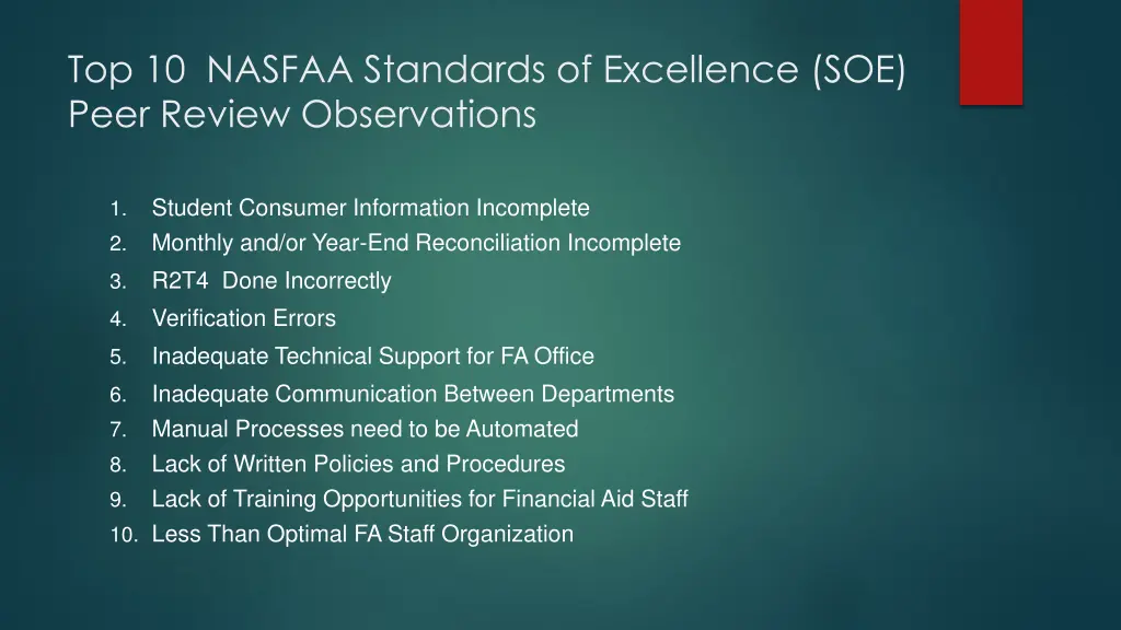 top 10 nasfaa standards of excellence soe peer