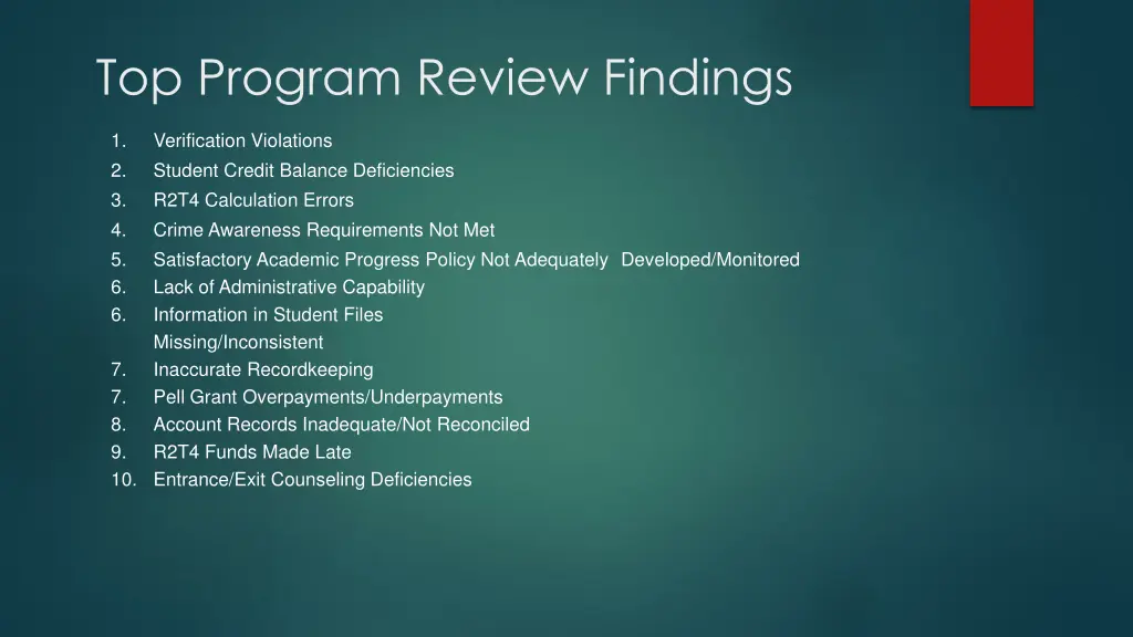 top program review findings