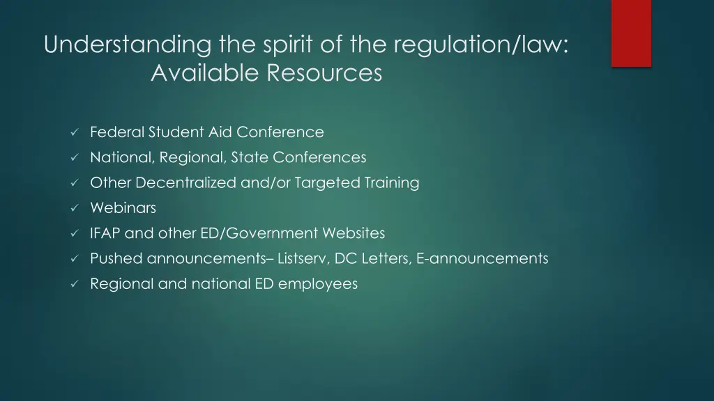understanding the spirit of the regulation