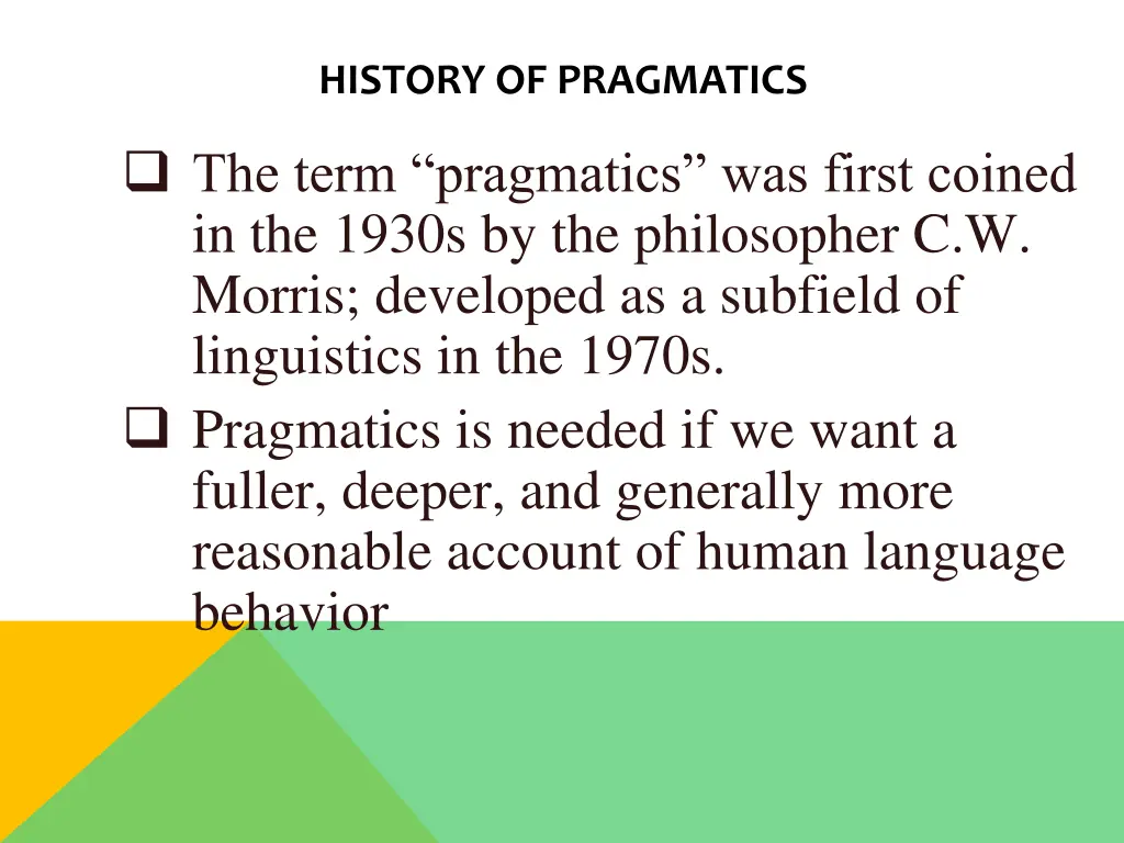 history of pragmatics