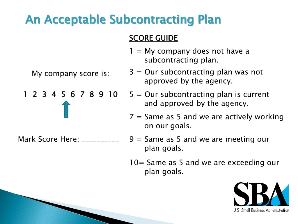 an acceptable subcontracting plan