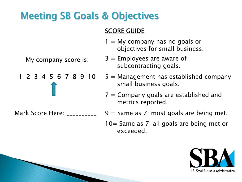 meeting sb goals objectives
