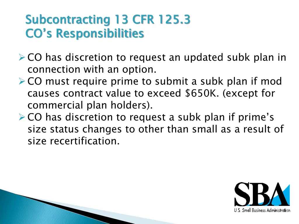 subcontracting 13 cfr 125 3 co s responsibilities 1