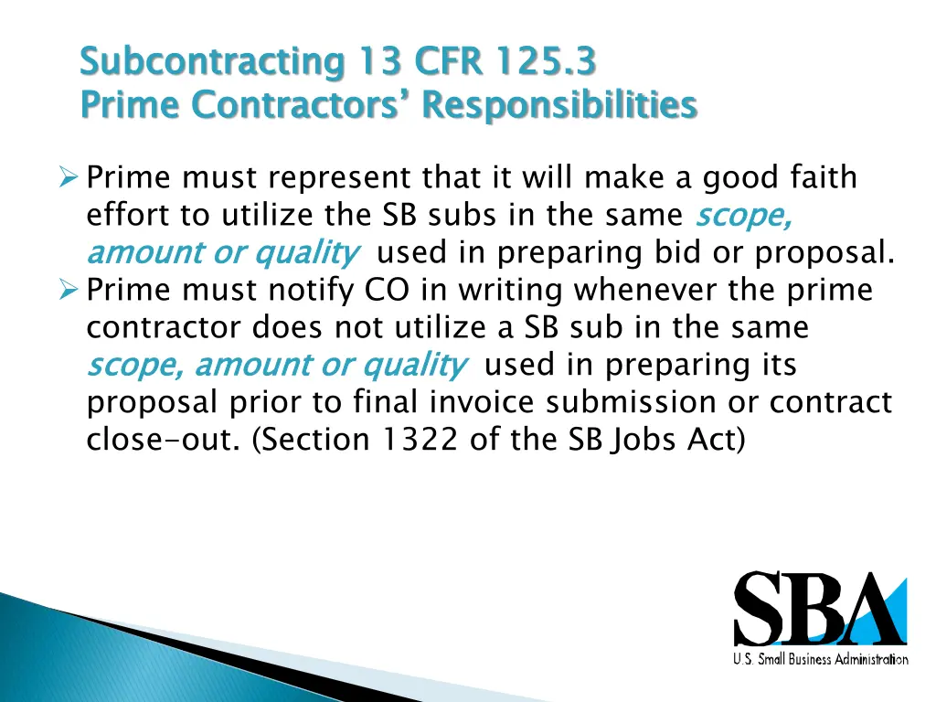 subcontracting 13 cfr 125 3 prime contractors 1