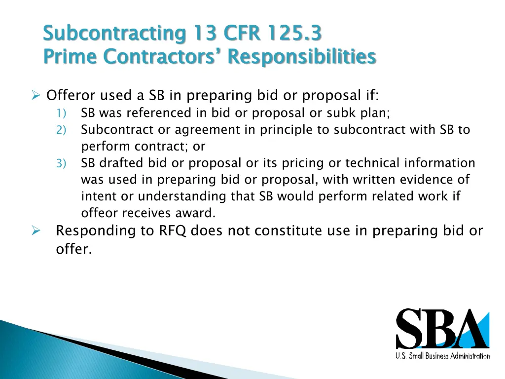 subcontracting 13 cfr 125 3 prime contractors 2