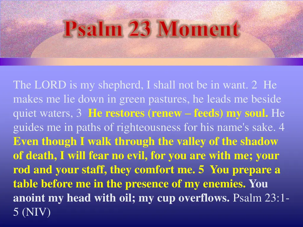 the lord is my shepherd i shall not be in want