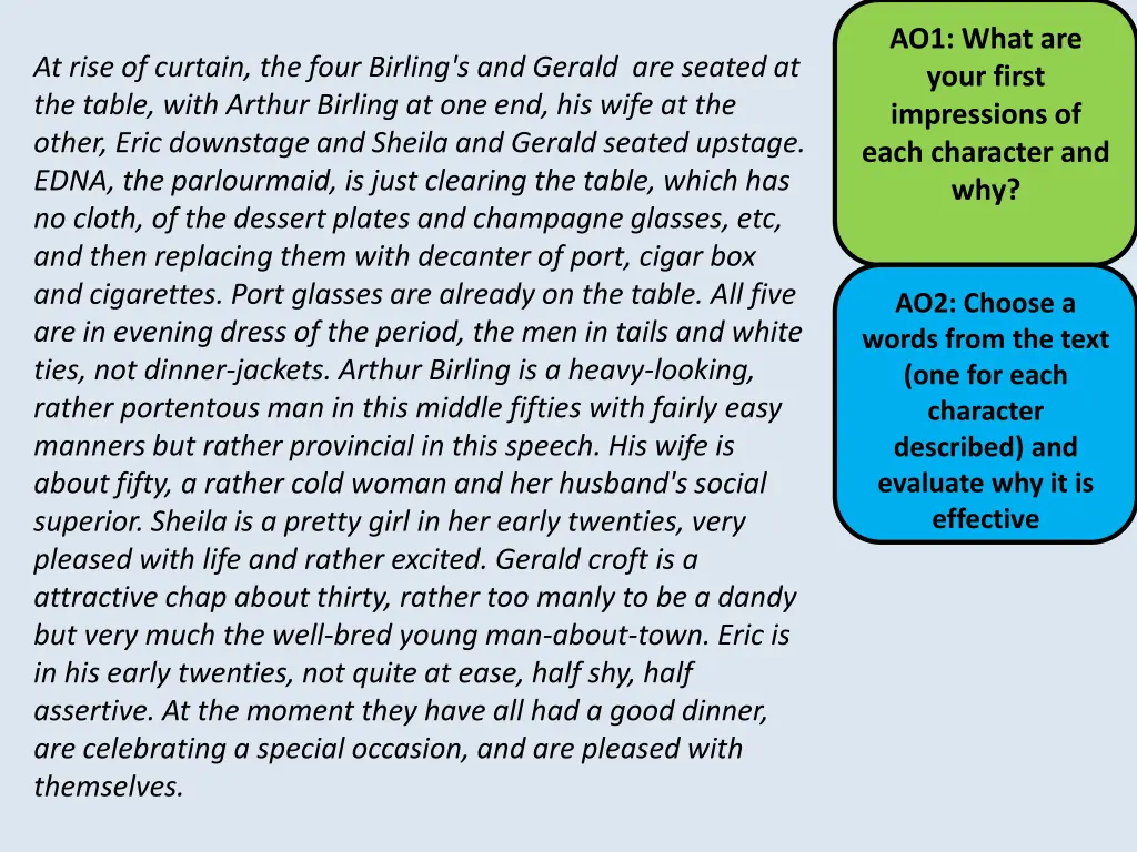 ao1 what are your first impressions of each
