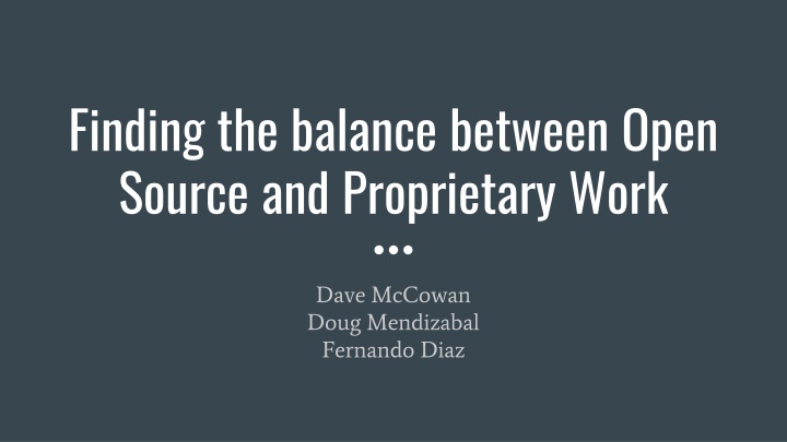 finding the balance between open source